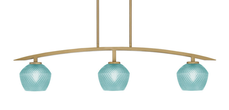 Toltec Lighting - 3736-NAB-4625 - Three Light Island Pendant - Kurve - New Age Brass