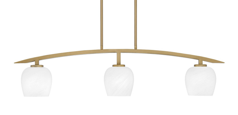 Toltec Lighting - 3736-NAB-4811 - Three Light Island Pendant - Kurve - New Age Brass