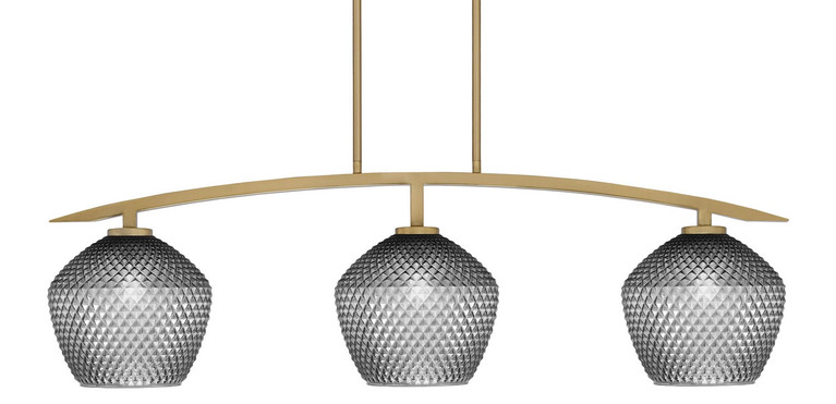 Toltec Lighting - 3736-NAB-4922 - Three Light Island Pendant - Kurve - New Age Brass
