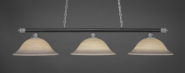 Toltec Lighting - 373-CHMB-602 - Three Light Billiard Bar - Oxford - Chrome/Matte Black