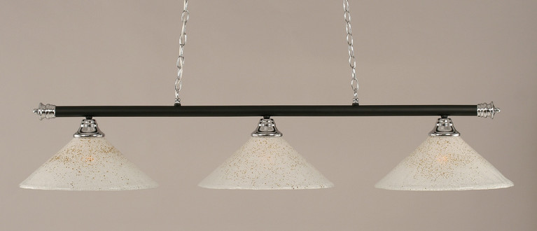 Toltec Lighting - 373-CHMB-714 - Three Light Billiard Bar - Oxford - Chrome/Matte Black