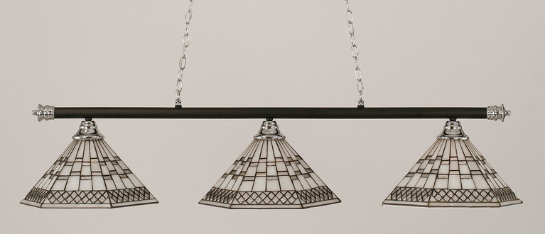 Toltec Lighting - 373-CHMB-910 - Three Light Billiard Bar - Oxford - Chrome/Matte Black