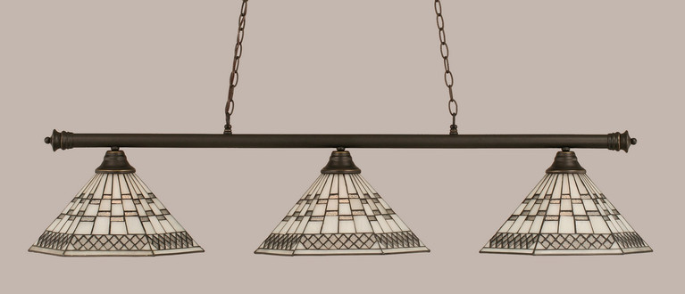 Toltec Lighting - 373-DG-910 - Three Light Billiard Bar - Oxford - Dark Granite