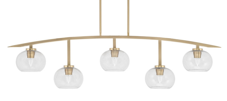 Toltec Lighting - 3745-NAB-202 - Five Light Bar - Kurve - New Age Brass