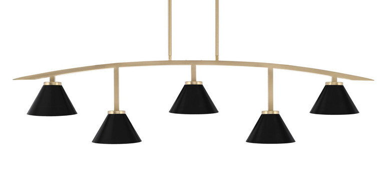 Toltec Lighting - 3745-NAB-421-MB - Five Light Bar - Kurve - New Age Brass