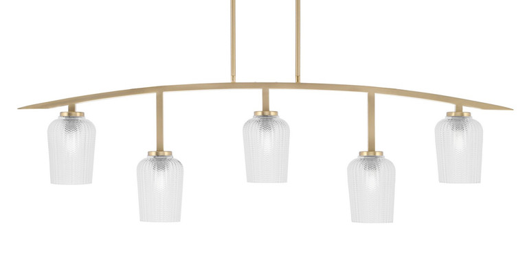 Toltec Lighting - 3745-NAB-4250 - Five Light Bar - Kurve - New Age Brass