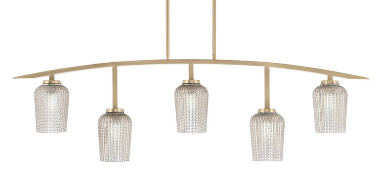 Toltec Lighting - 3745-NAB-4253 - Five Light Bar - Kurve - New Age Brass