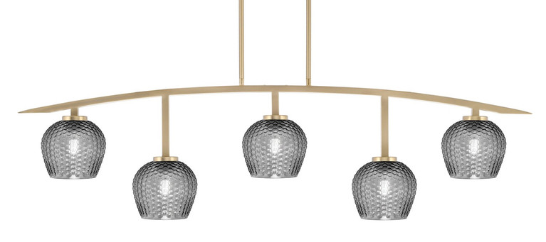 Toltec Lighting - 3745-NAB-4602 - Five Light Bar - Kurve - New Age Brass