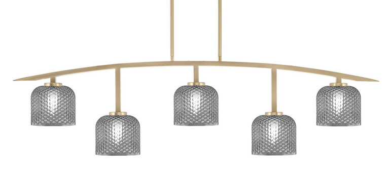 Toltec Lighting - 3745-NAB-4612 - Five Light Bar - Kurve - New Age Brass