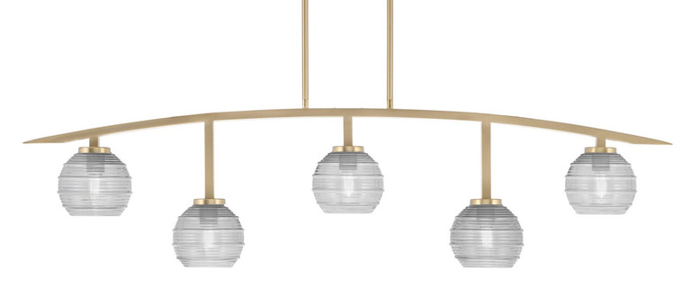 Toltec Lighting - 3745-NAB-5110 - Five Light Bar - Kurve - New Age Brass