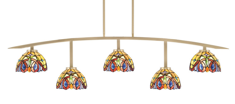 Toltec Lighting - 3745-NAB-9445 - Five Light Bar - Kurve - New Age Brass