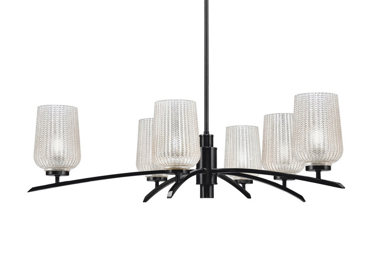 Toltec Lighting - 3746-MB-4253 - Six Light Chandelier - Kurve - Matte Black