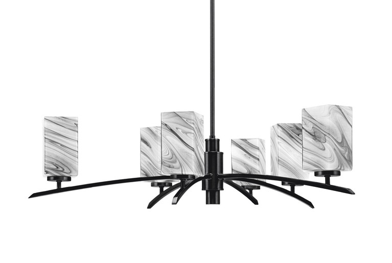 Toltec Lighting - 3746-MB-549 - Six Light Chandelier - Kurve - Matte Black