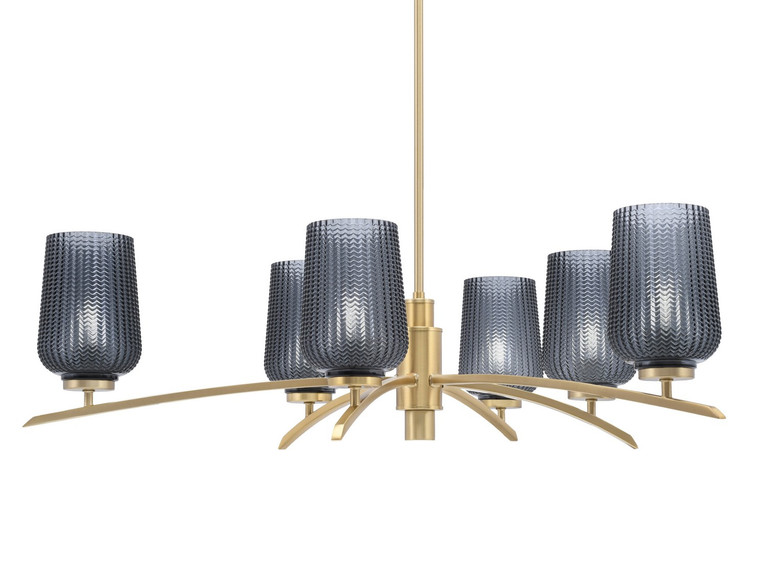 Toltec Lighting - 3746-NAB-4252 - Six Light Chandelier - Kurve - New Age Brass