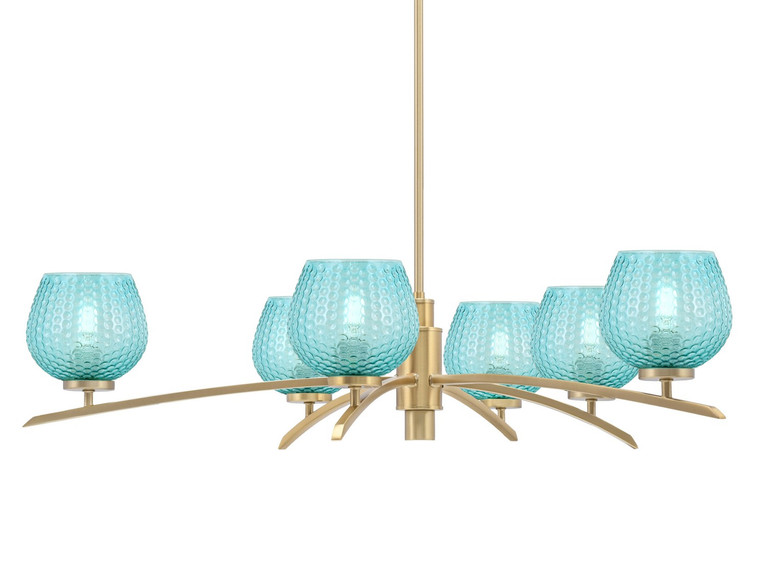 Toltec Lighting - 3746-NAB-4605 - Six Light Chandelier - Kurve - New Age Brass