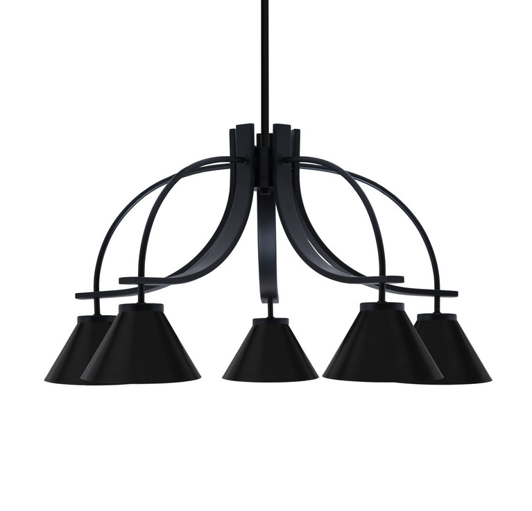 Toltec Lighting - 3925-MB-421 - Five Light Chandelier - Cavella - Matte Black