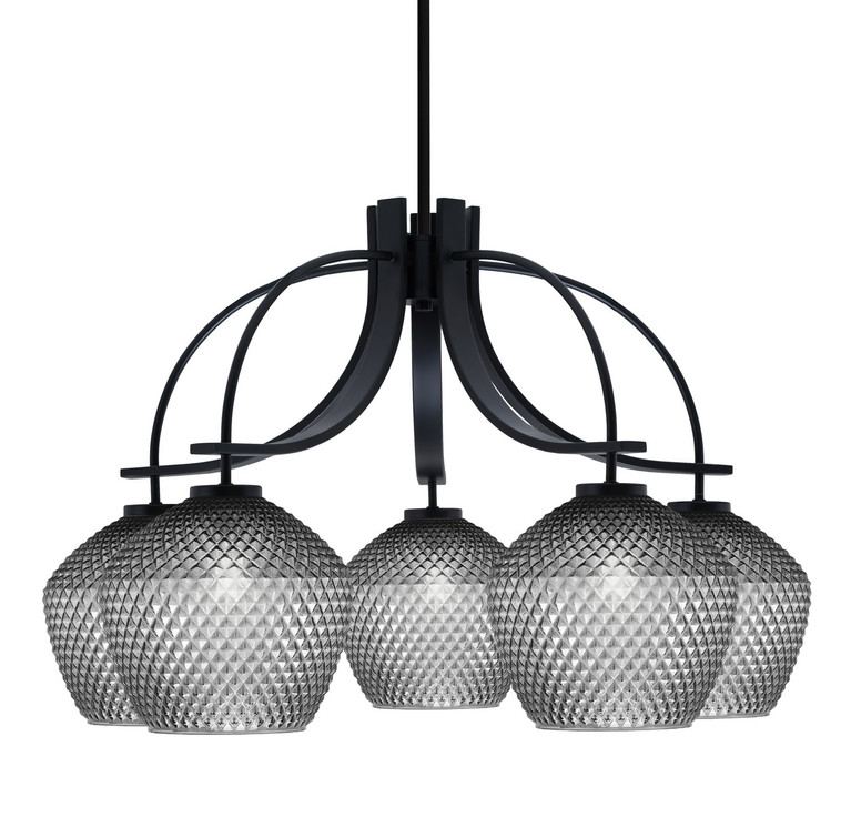 Toltec Lighting - 3925-MB-4922 - Five Light Chandelier - Cavella - Matte Black
