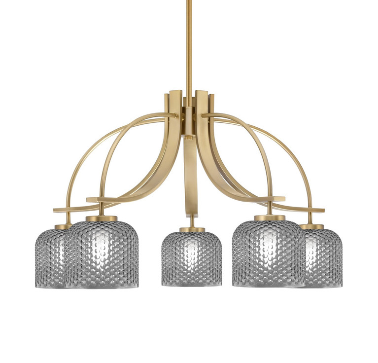 Toltec Lighting - 3925-NAB-4612 - Five Light Chandelier - Cavella - New Age Brass
