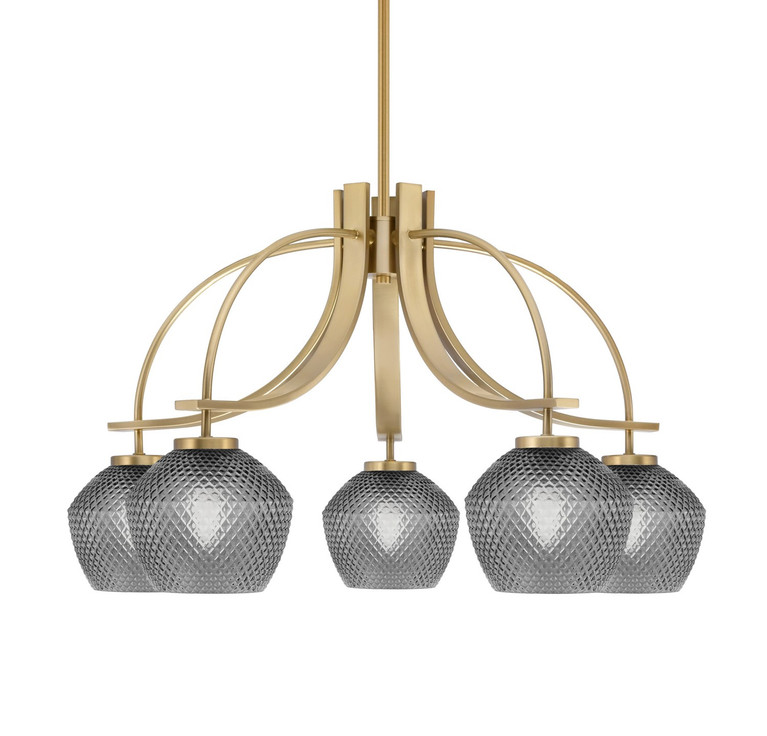 Toltec Lighting - 3925-NAB-4622 - Five Light Chandelier - Cavella - New Age Brass