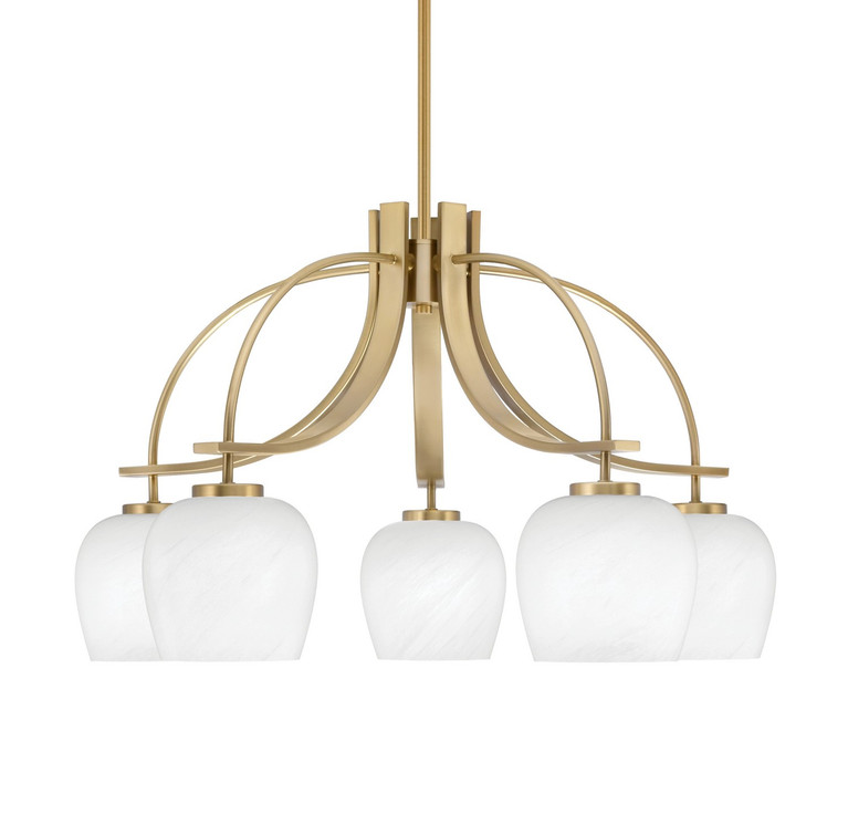 Toltec Lighting - 3925-NAB-4811 - Five Light Chandelier - Cavella - New Age Brass