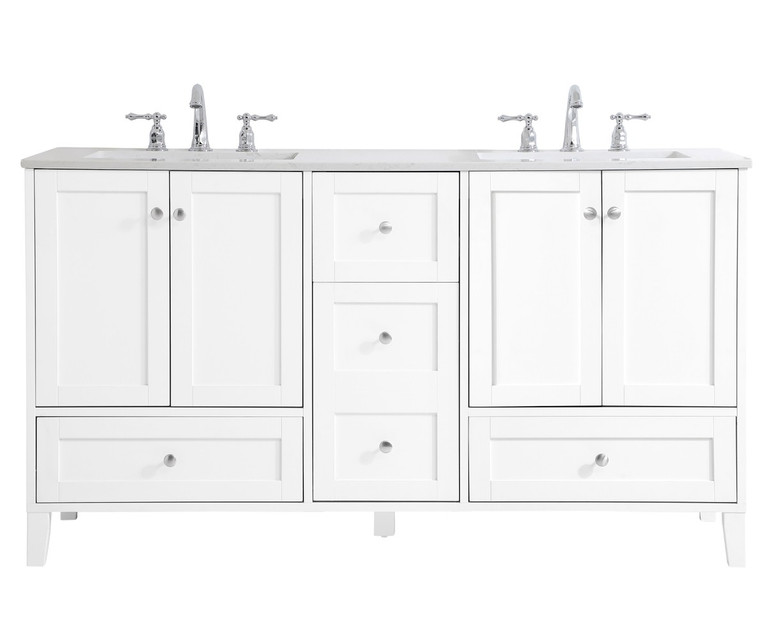 Elegant Lighting - VF18060DWH - Double Bathroom Vanity - sommerville - White
