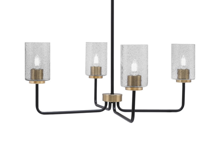 Toltec Lighting - 6204-MBNAB-3002 - Four Light Chandelier - Sandia - Matte Black & New Age Brass