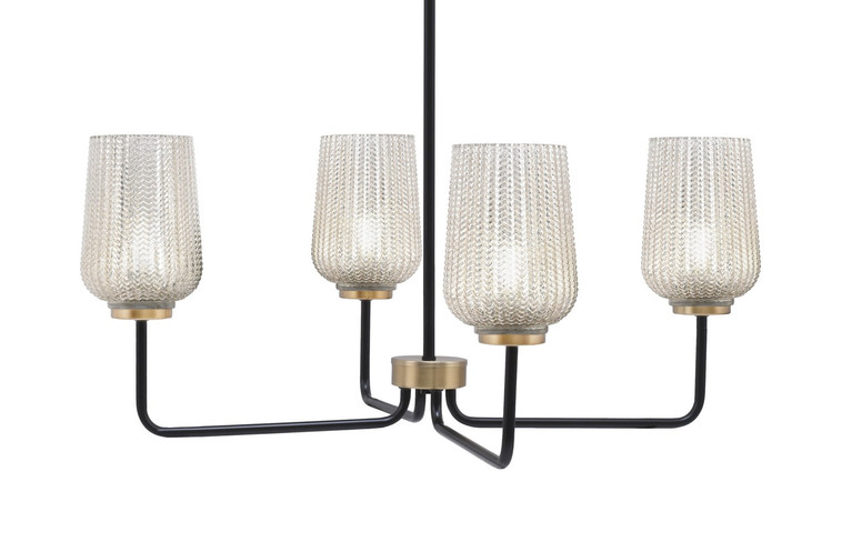 Toltec Lighting - 6204-MBNAB-4253 - Four Light Chandelier - Sandia - Matte Black & New Age Brass