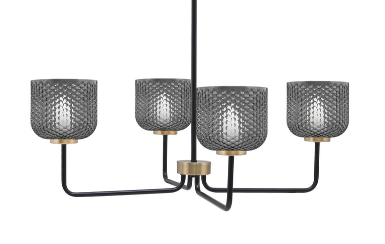 Toltec Lighting - 6204-MBNAB-4612 - Four Light Chandelier - Sandia - Matte Black & New Age Brass