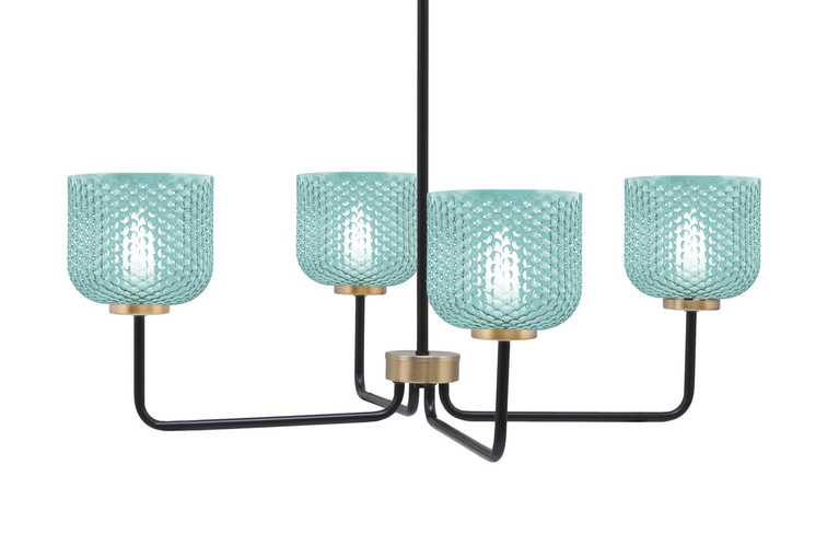 Toltec Lighting - 6204-MBNAB-4615 - Four Light Chandelier - Sandia - Matte Black & New Age Brass