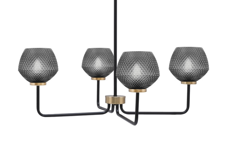 Toltec Lighting - 6204-MBNAB-4622 - Four Light Chandelier - Sandia - Matte Black & New Age Brass