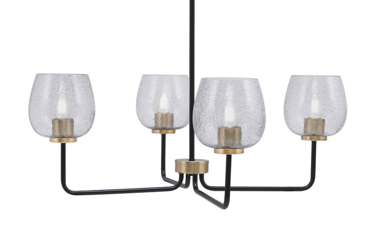Toltec Lighting - 6204-MBNAB-4812 - Four Light Chandelier - Sandia - Matte Black & New Age Brass