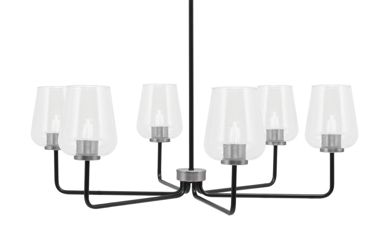Toltec Lighting - 6206-MBGP-210 - Six Light Chandelier - Sandia - Matte Black & Graphite