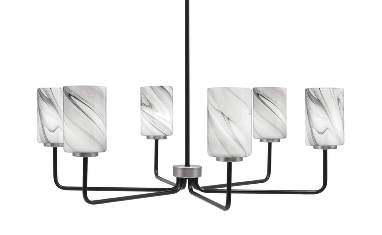 Toltec Lighting - 6206-MBGP-3009 - Six Light Chandelier - Sandia - Matte Black & Graphite