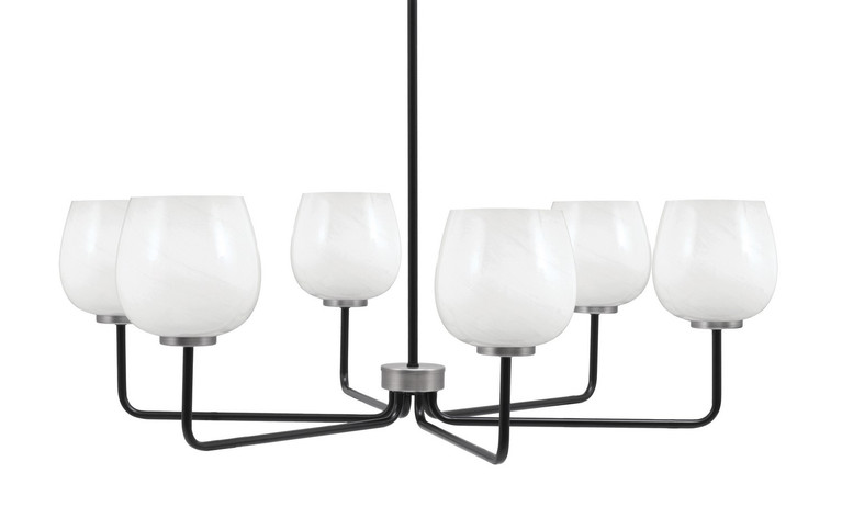 Toltec Lighting - 6206-MBGP-4811 - Six Light Chandelier - Sandia - Matte Black & Graphite
