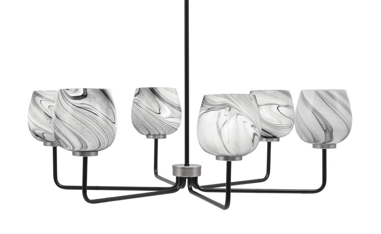 Toltec Lighting - 6206-MBGP-4819 - Six Light Chandelier - Sandia - Matte Black & Graphite
