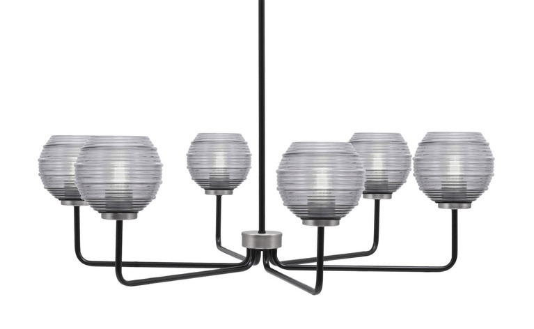 Toltec Lighting - 6206-MBGP-5112 - Six Light Chandelier - Sandia - Matte Black & Graphite