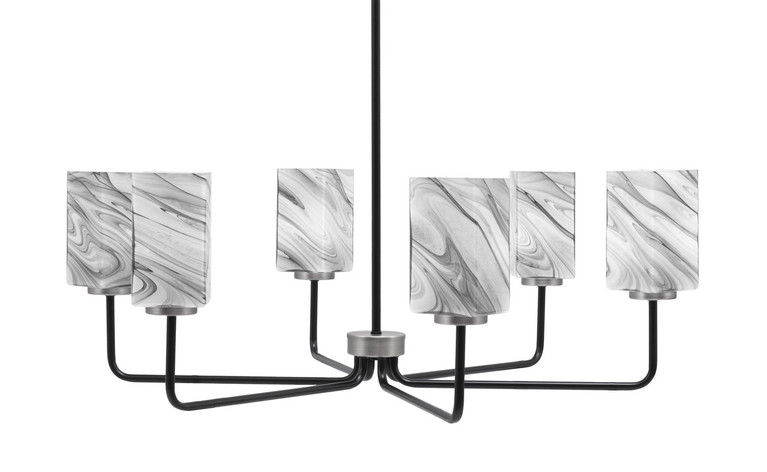 Toltec Lighting - 6206-MBGP-549 - Six Light Chandelier - Sandia - Matte Black & Graphite
