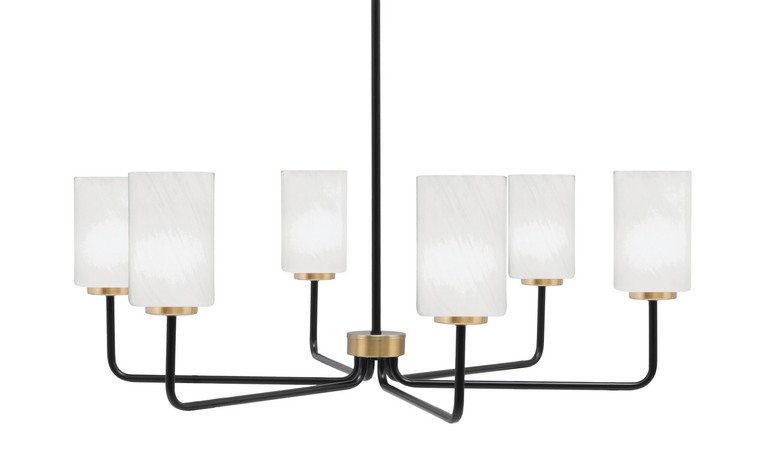Toltec Lighting - 6206-MBNAB-3001 - Six Light Chandelier - Sandia - Matte Black & New Age Brass