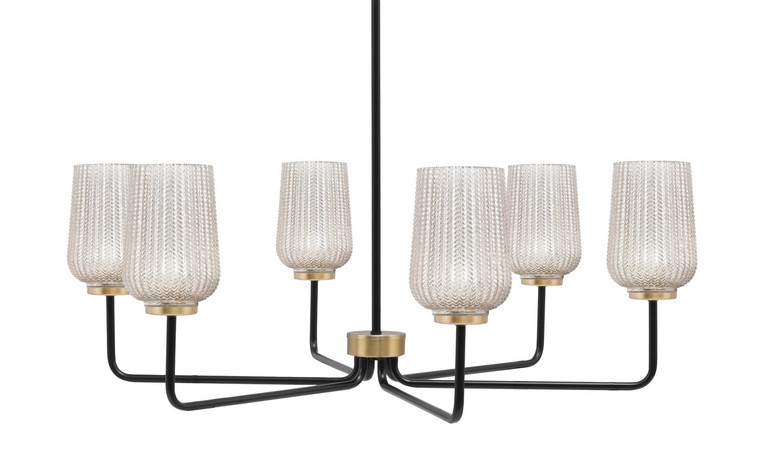 Toltec Lighting - 6206-MBNAB-4253 - Six Light Chandelier - Sandia - Matte Black & New Age Brass