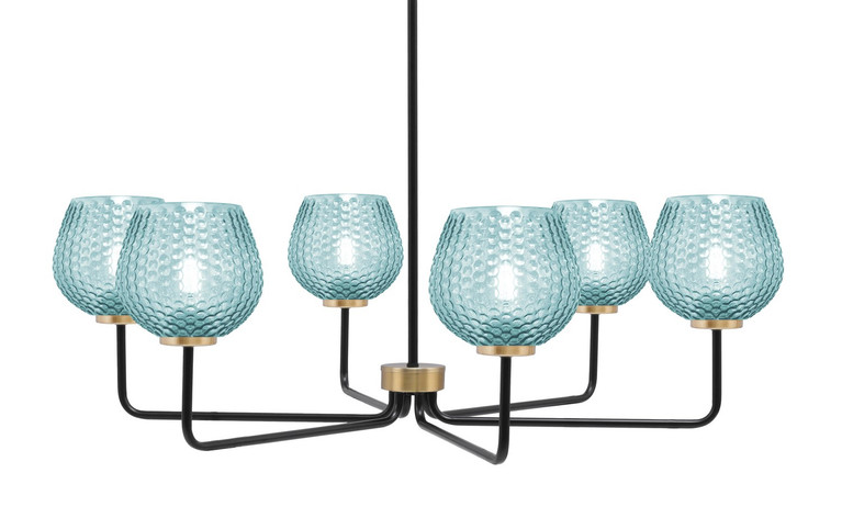 Toltec Lighting - 6206-MBNAB-4605 - Six Light Chandelier - Sandia - Matte Black & New Age Brass