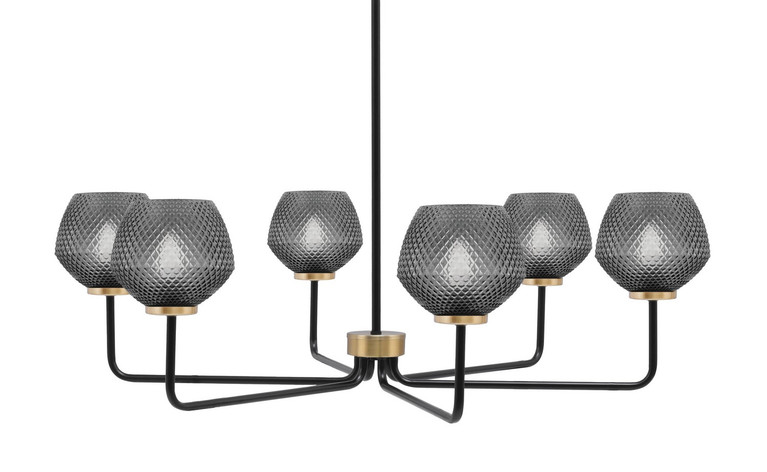 Toltec Lighting - 6206-MBNAB-4622 - Six Light Chandelier - Sandia - Matte Black & New Age Brass