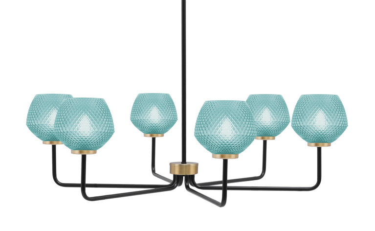 Toltec Lighting - 6206-MBNAB-4625 - Six Light Chandelier - Sandia - Matte Black & New Age Brass