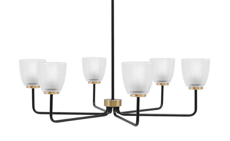 Toltec Lighting - 6206-MBNAB-500 - Six Light Chandelier - Sandia - Matte Black & New Age Brass