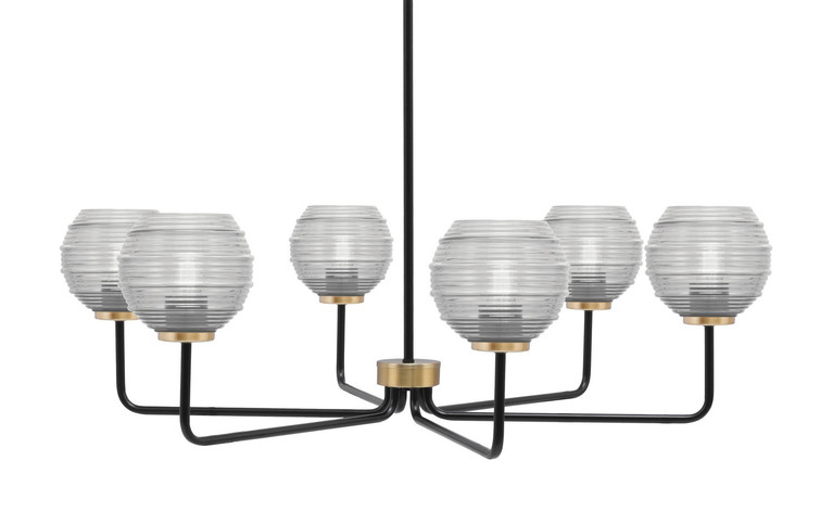 Toltec Lighting - 6206-MBNAB-5110 - Six Light Chandelier - Sandia - Matte Black & New Age Brass