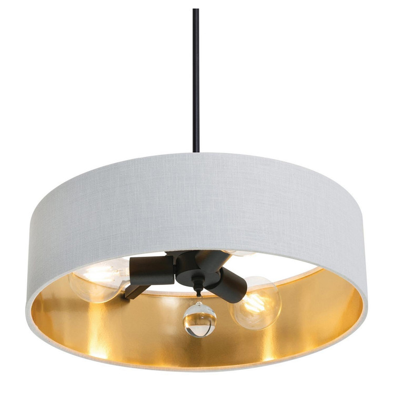 AFX Lighting - CLNP18MBBK-WHGD - Three Light Pendant - Celine - Black