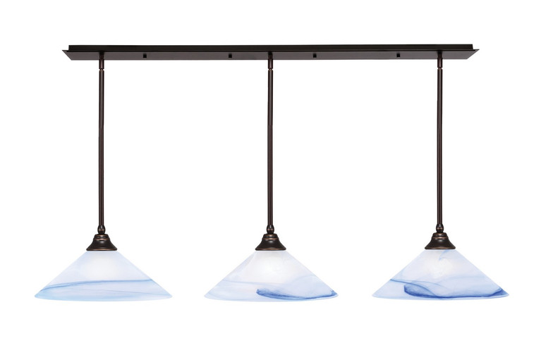 Toltec Lighting - 48-DG-514 - Three Light Linear Pendalier - Stem - Dark Granite