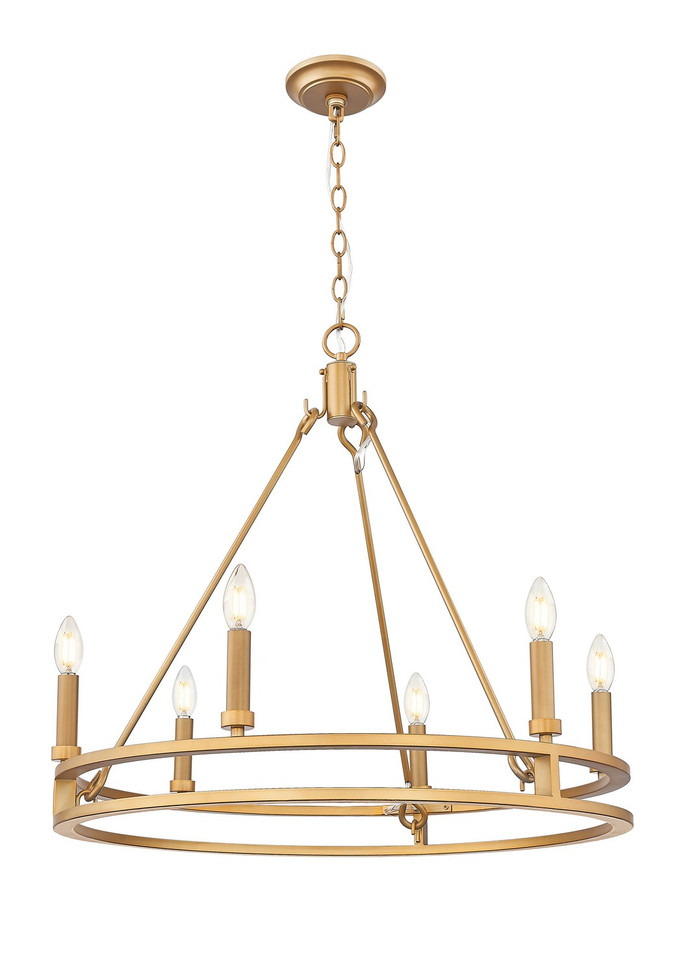 Z-Lite - 4005-6SBR - Six Light Chandelier - Dennison - Signature Brass