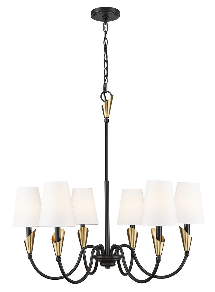 Z-Lite - 4014-32MB-MGLD - Six Light Chandelier - Claudelle - Matte Black + Modern Gold
