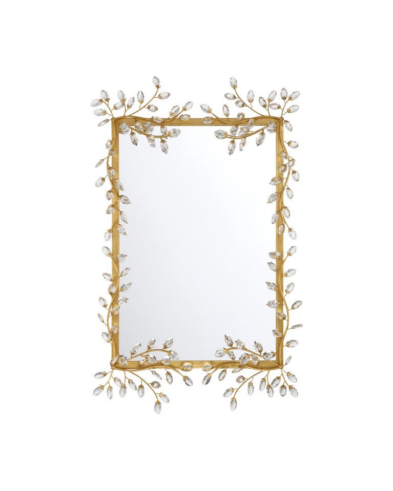 Currey and Company - 1000-0161 - Mirror - Forget-Me-Not - Clear/Chinois Gold Leaf