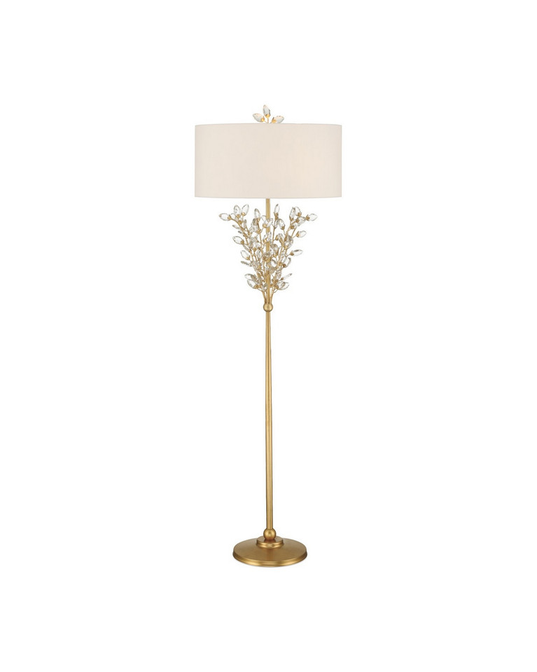 Currey and Company - 8000-0168 - Two Light Floor Lamp - Forget-Me-Not - Clear/Chinois Gold Leaf